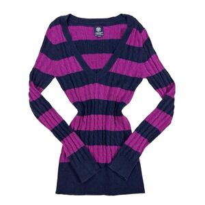 Vintage Y2K American Eagle Sweater‎ Womens Size L Cable Knit Striped Preppy